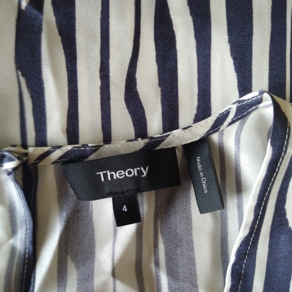 Theory Broken Stripe Twill Silk Dress - Picture 7 of 10